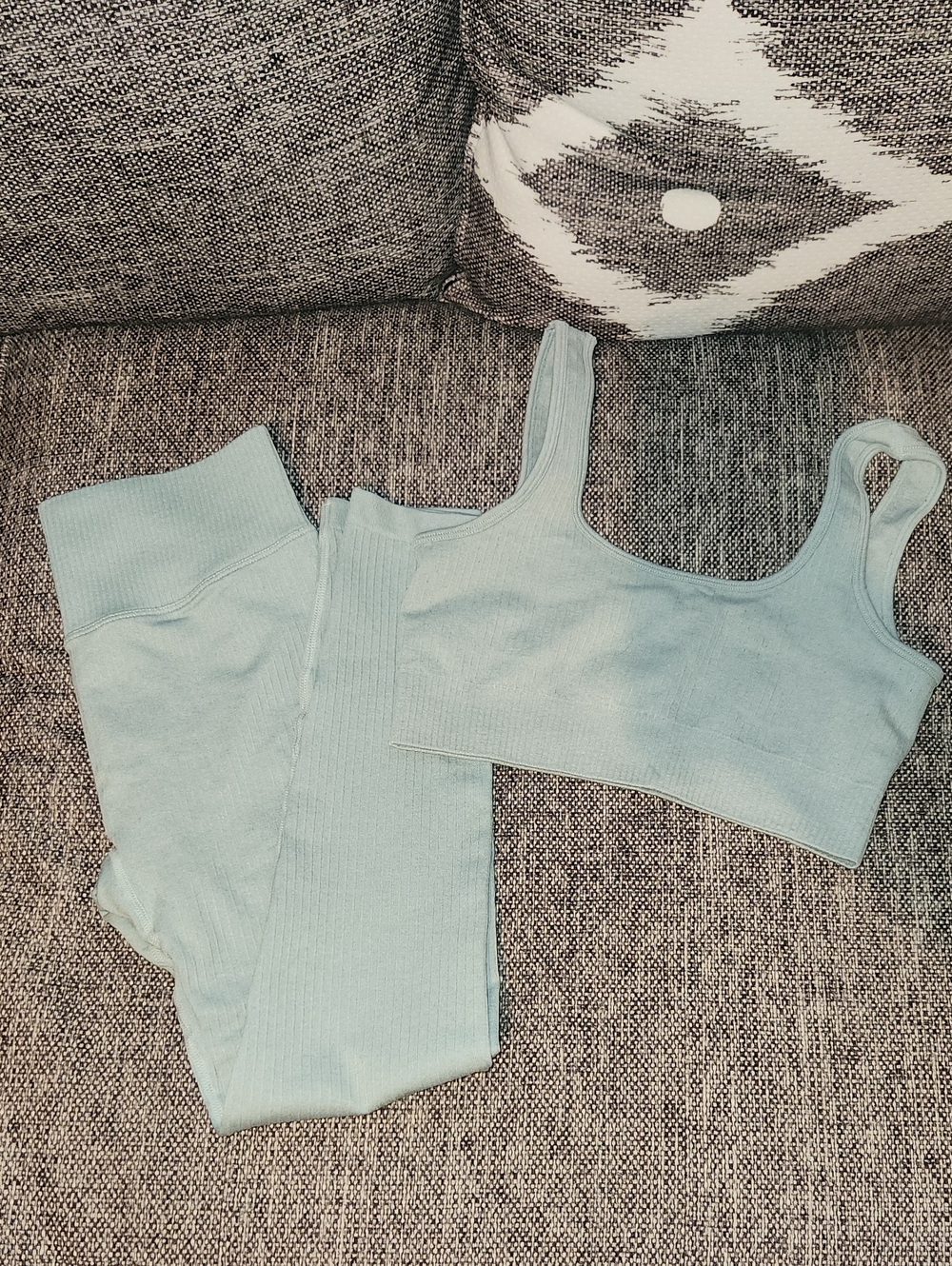 Light Mint Green Seamless Crop Bralette & Legging Set